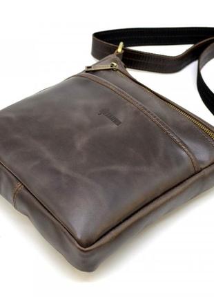 Мужская кожаная сумка через плечо tc-1300-3md tarwa коричневый полуглянец4 фото