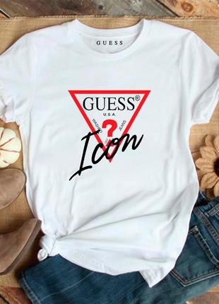 Жіноча футболка guess гесс біла женская футболка guess гесс белая