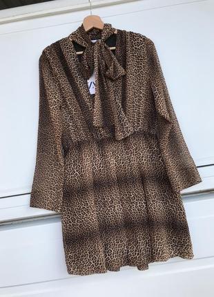 Zara leopard 🐆 print dress сукня шифонове плаття делпардове