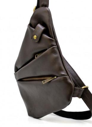 Чоловіча шкіряна сумка-слінг gc-6402-3md коричнева бренд tarwa