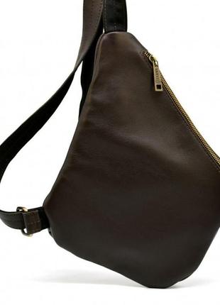 Мужская кожаная сумка-слинг gc-6402-3md коричневая бренд tarwa4 фото