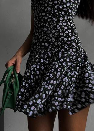 Чорне, легке, літнє плаття на брителях в квітковий принт2 фото