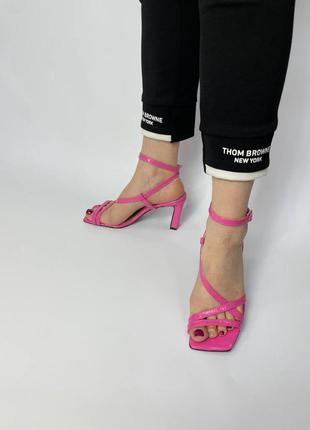 Эксклюзивные босоножки женские натуральная итальянская кожа на каблуке крокуль7 фото