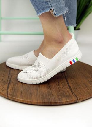 Женские кеды белые летние (текстиль белого цвета) - женская обувь на лето 2022