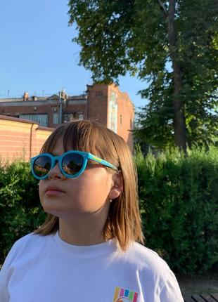 Дитячі сонцезахисні окуляри з поляризацією shrek 5-10 років блакитні неломайки2 фото