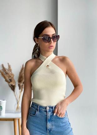 Молочний топ в рубчик