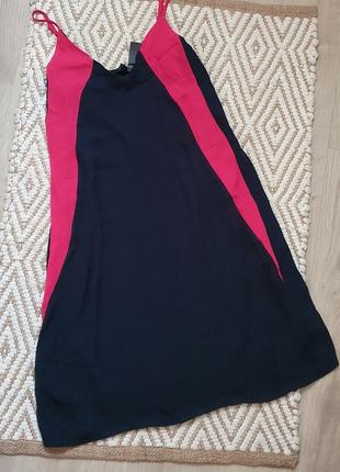Сине-розовое платье сарафан в бельевом стиле