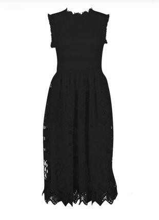 Чорна вечірня коктейльна мереживна сукня плаття міді від бренду boohoo6 фото
