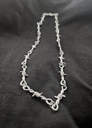 Цепь колючая проволока. ожерелье чокер с шипами