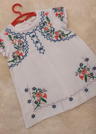 Детское платье zara с вышивкой для девочек