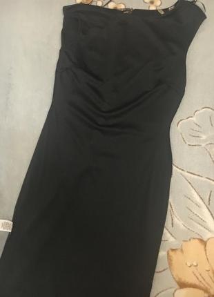 Черное парчевое вечернее платье на  одно плечо phase eight10 фото