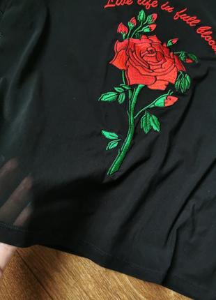 Блуза жіноча сітка з трояндою h&m2 фото