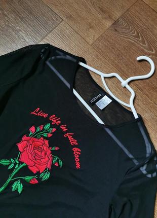 Блуза жіноча сітка з трояндою h&m5 фото