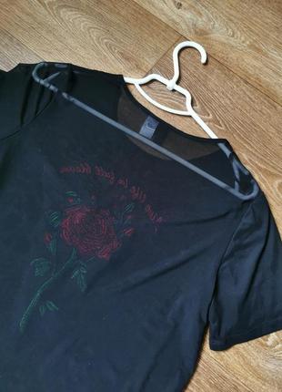 Блуза жіноча сітка з трояндою h&m7 фото
