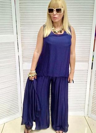 Костюм италия люкс коллекция шелковый тройка кардиган брюки и блузон5 фото