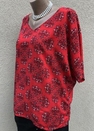 Червона,штапельная блуза реглан,сорочка,великий розмір,віскоза,esprit4 фото