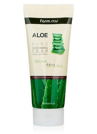 Очищающая пенка для лица с экстрактом алоэ aloe pure cleansing foam, 180мл