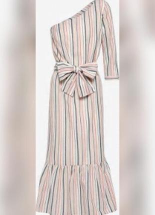 Шикарное полосатое платье edited на одно плечо. стильна фірмова сукня на одне плече1 фото