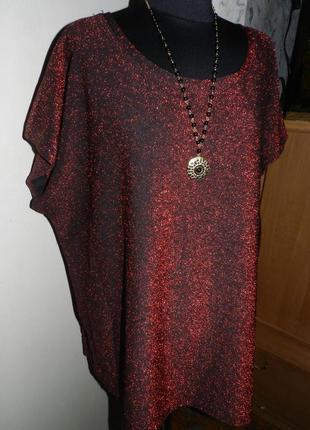 Трикотажная-стрейч,нарядная,мерцающая блузка с люрексом,большого размера,батал,ellos1 фото