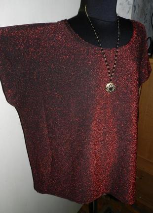 Трикотажна-стрейч,ошатна,мерехтлива блузка з люрексом,великого розміру,батал,ellos4 фото