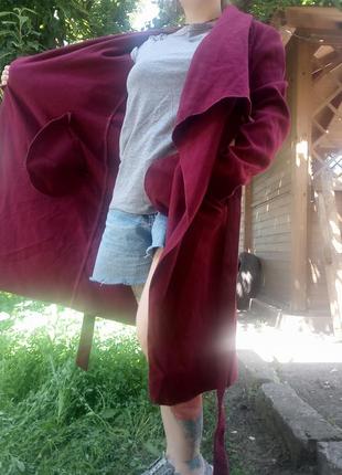 Пальто на запах бордо 6