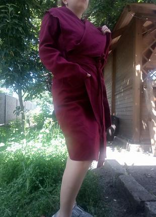 Пальто на запах бордо 2