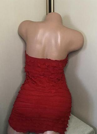 Червоние плаття туніка з рюшами3 фото