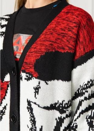 Кардиган msgm milano в цветы абстракция свитер розы с шерстью удлиненный жакет 4