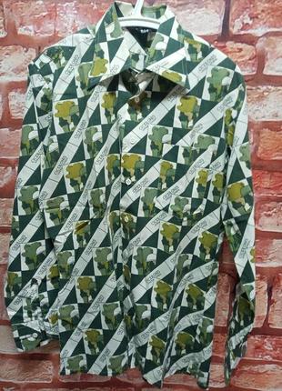 Рубашка хлопок top shirt пестрая винтажная 70-е
