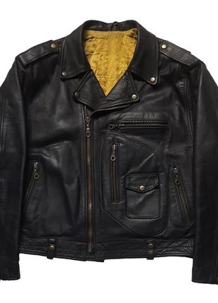 Оригинальная винтажная немецкая куртка косуха 80-х german horsehide d pocket leather jacket