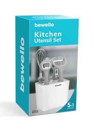 Bewello bw1006 набор кухонных принадлежностей с держателем 5 + 1 оригинал