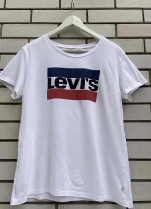 Белая футболка с логотипом хлопок levis9 фото