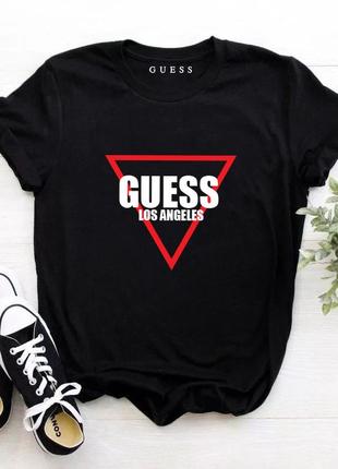 Жіноча футболка guess гесс чорна женская футболка guess гесс чёрная1 фото