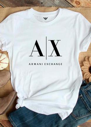 Жіноча футболка armani exchange біла женская футболка armani exchange белая1 фото