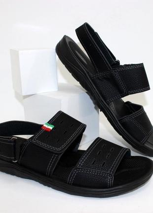 Сандалии мужские, босоножки, летняя обувь на липучках чёрные1 фото