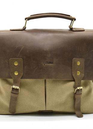 Чоловіча сумка з парусини з шкіряними вставками rcs-3960-4lx бренду tarwa