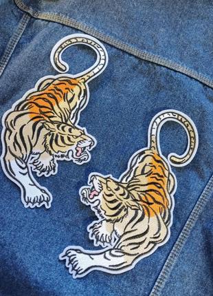 Велика нашивка вишивка, аплікація пари тигрів