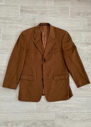 Мужской пиджак блейзер шерсть кашемир коричневый бежевый 52 l xl