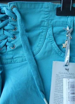 Блакитні короткі жіночі шорти на шнуровці guarapo італія4 фото