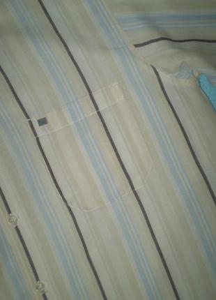 Мужская льняная летняя рубашка tbc l 48р. с хлопком, в полоску, нюанс4 фото