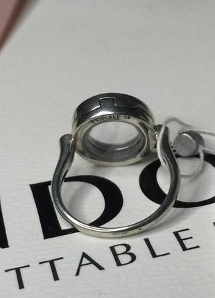 Серебряное кольцо пандора 197251 медальон с логотипом круг со стеклом петит серебро проба 925 новое с биркой5 фото