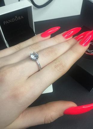 Серебряное кольцо пандора 198289cz большой крупный камень и маленькие камушки серебро проба 925 новое с биркой