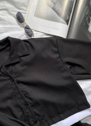 Льняной костюм, укороченная рубашка и шорты4 фото