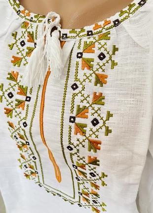Лляна класична вишиванка блуза з вишивкою льон2 фото