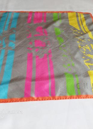 Брендовый шелковый шейный платок шов роуль charcot (42 см на 40 см)8 фото