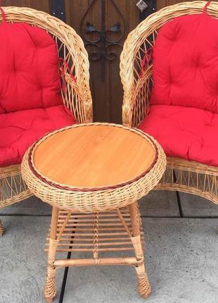 Мебель плетеная из лозы | набор плетеной мебели с подушками | 2 кресла и стол из лозы5 фото