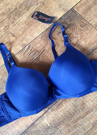 Бюстгальтер базовый гладкий, luerrose, с пуш-ап, 2-ка синий