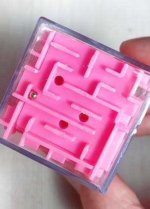 Детская головоломка "кубик-лабиринт" мини, розовая3 фото