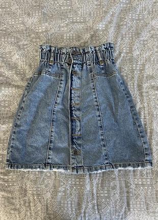 Спідниця з ґудзиками джинсова на резинці юбка с пуговицами на резинке