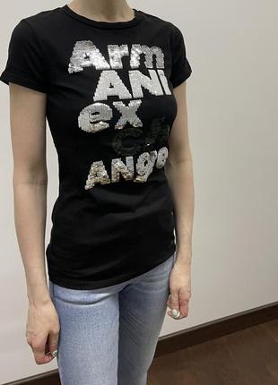 Футболка с пайетками armani exchange xs